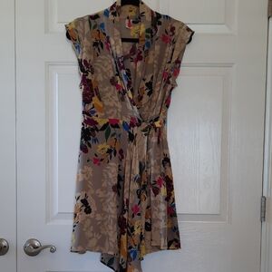 Pinkerton Wrap Dress with Silk Multicolor Floral Fabric